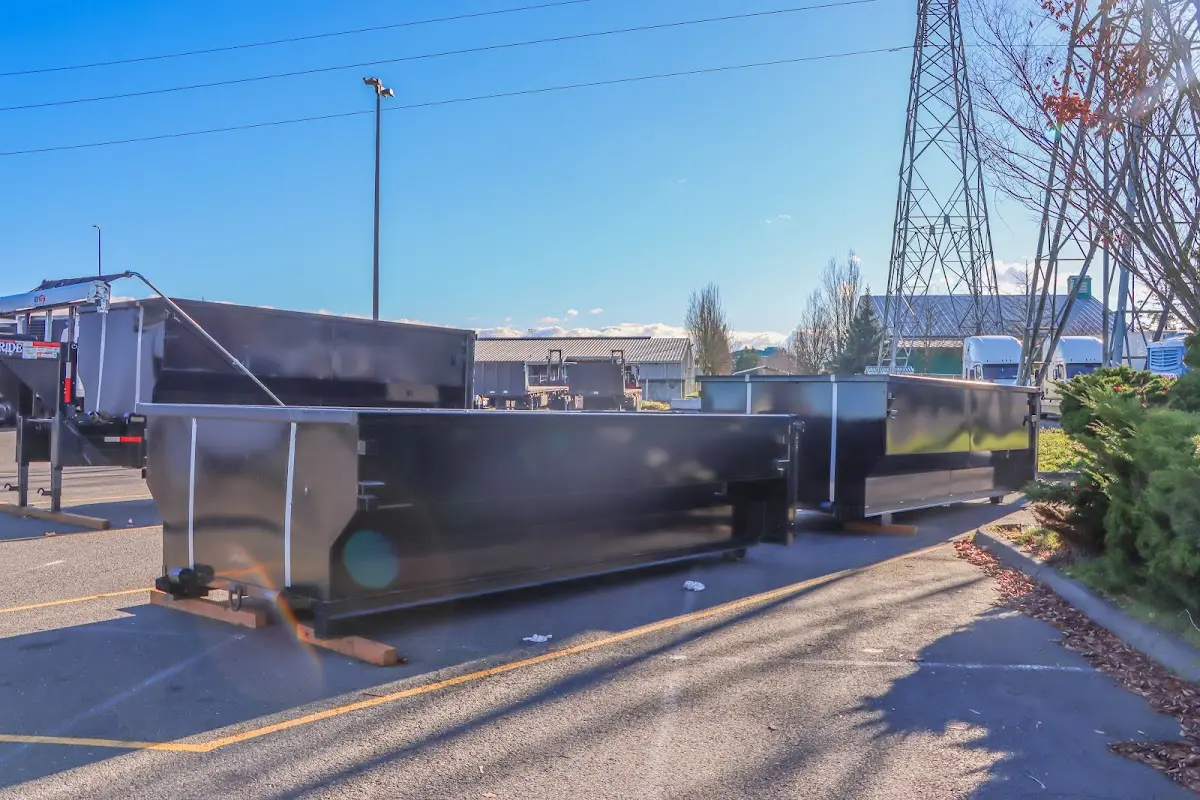 Roll-off dumpster ready for waste disposal at job site for 2 Yard Dumpster Rental in Coon Rapids